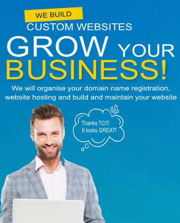 We build custom websites.  Grow your business.  We organise a domain name, website hosting, build and maintain your website